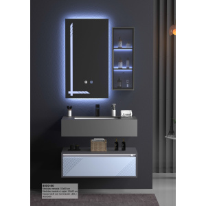 Conjunto mesada y mueble flotantes c/ cajon + Botiquin + Espejo 8050-80a